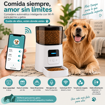 Comedero para perros y gatos con cámara y wifi de 6L